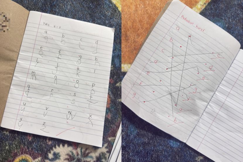 Latihan yang dibuat anak pengadu di kelas tuisyen.