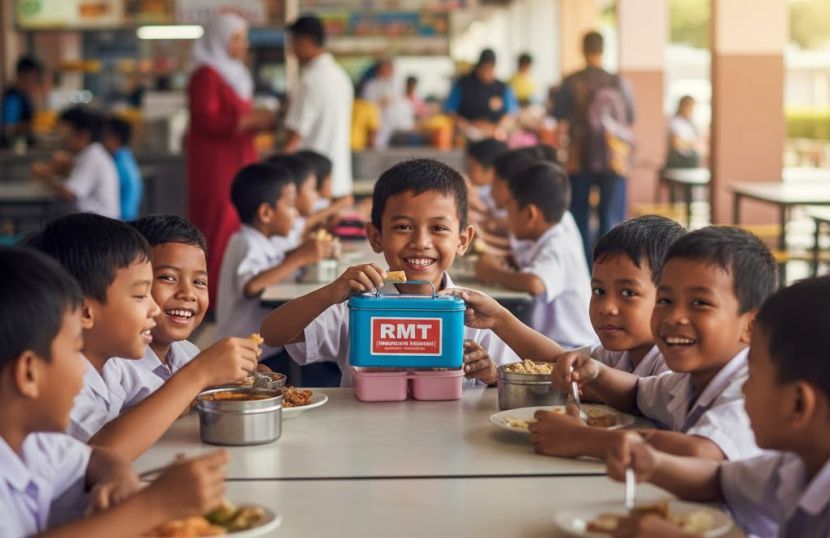 Murid sekolah berpeluang menikmati hidangan berkhasiat menerusi bantuan makanan percuma di sekolah. -Gambar hiasan AI