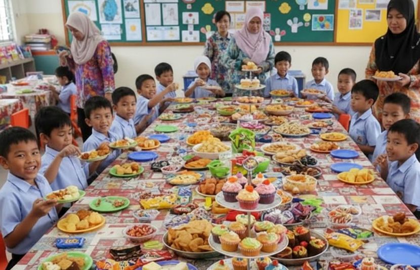 Kanak-kanak pasti berasa gembira apabila dapat menghadiri jamuan akhir tahun sekolah. -Gambar hiasan AI