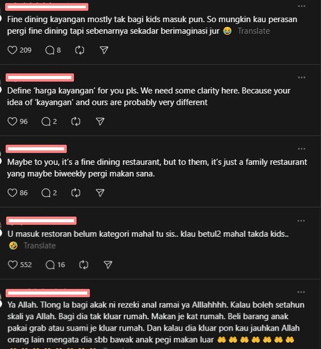 Warga maya menyatakan perbezaan restoran fine dining.