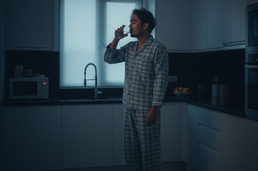 Hadkan pengambilan air dua jam sebelum tidur. -Gambar hiasan AI