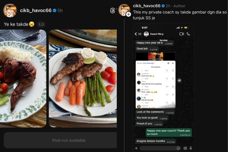 Cik B menjawab dakwaan tidak mempunyai cef peribadi untuk memantau sajian yang diambil.