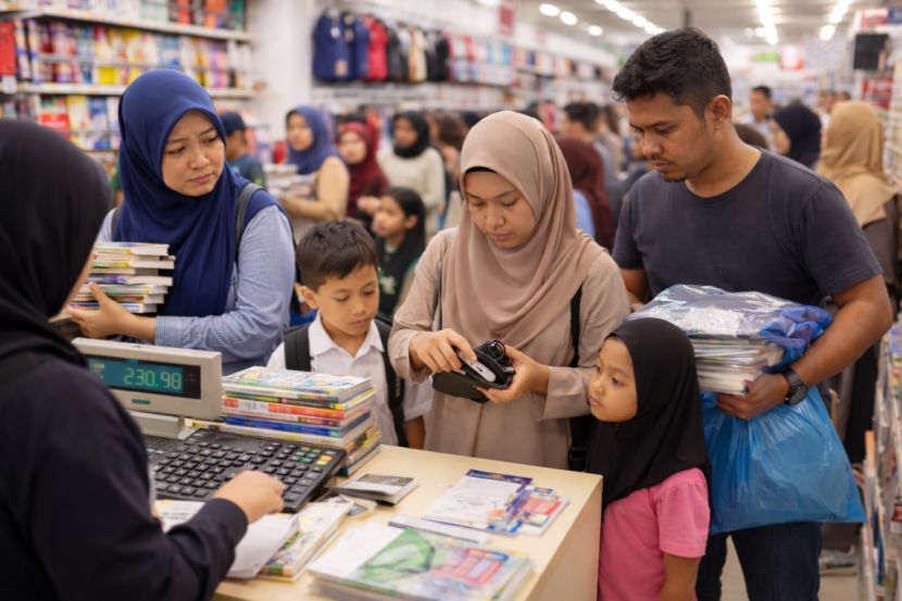 Kos persediaan sekolah yang semakin meningkat kini menjadi beban kebanyakan ibu bapa. -Gambar hiasan AI