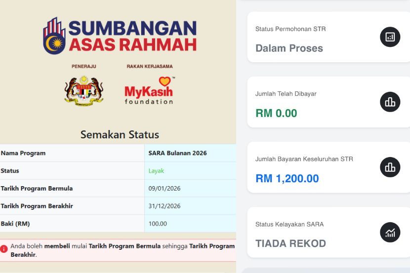 Semakan status kelayakan SARA dan STR bagi 2026 boleh dibuat bermula Khamis.