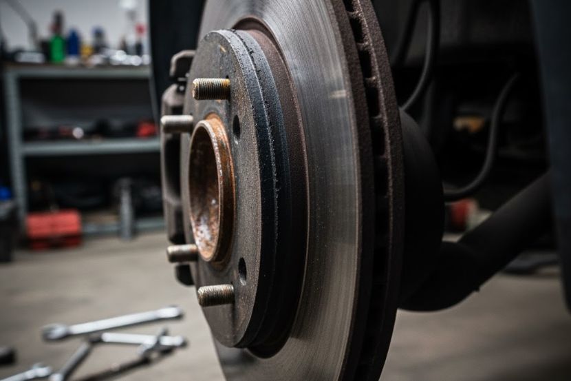 Pad brek antara punca utama rim cepat berhabuk dan hitam. -Gambar hiasan AI