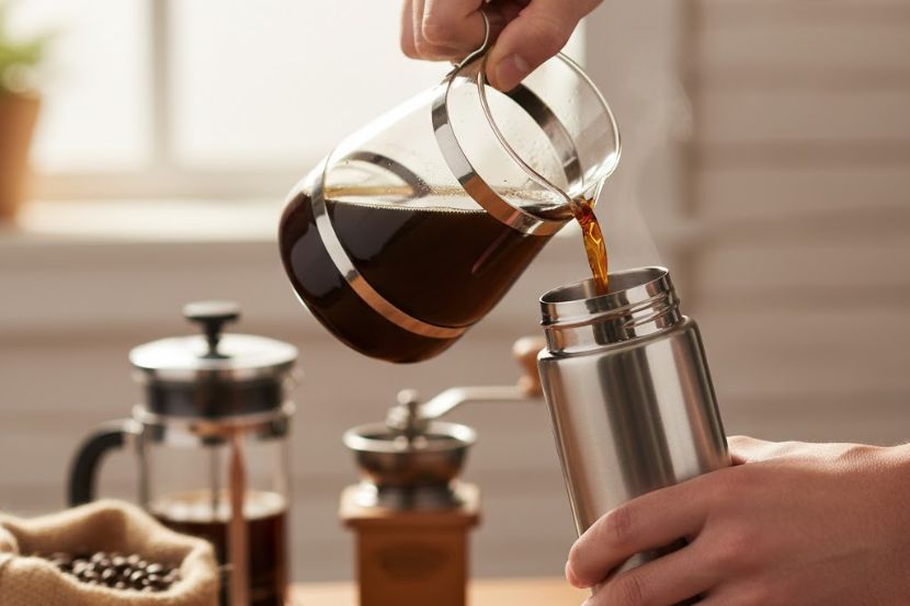 Lelaki tersebut menggunakan termos yang sama hampir 20 tahun dengan mengisi kopi panas. -Gambar hiasan AI