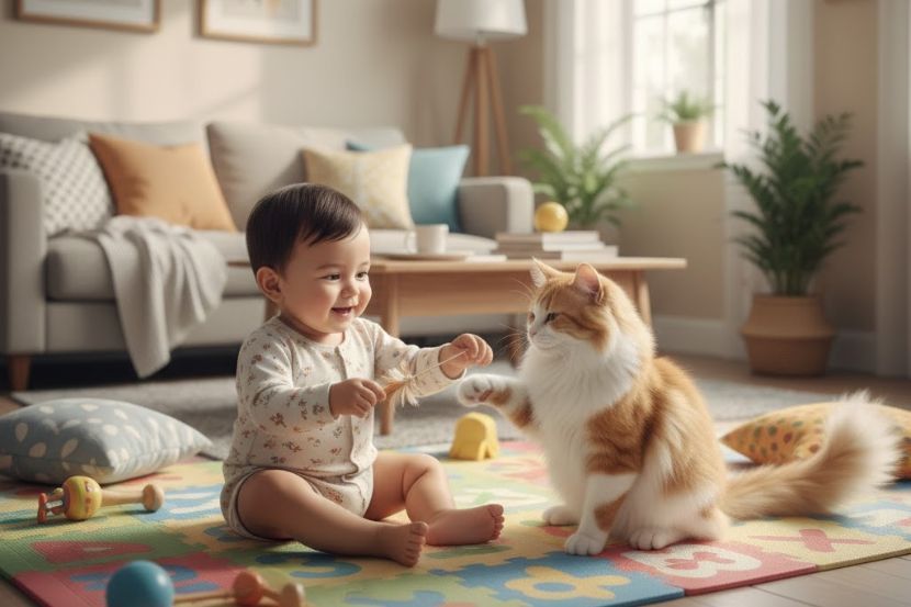 Kucing perlu bersih dan sihat untuk dibiarkan bermain bersama bayi. -Gambar hiasan AI