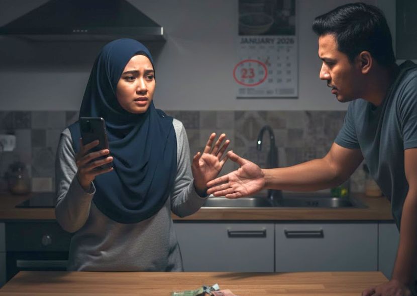 Suami isteri sering bertengkar mengenai masalah kewangan. -Gambar hiasan AI