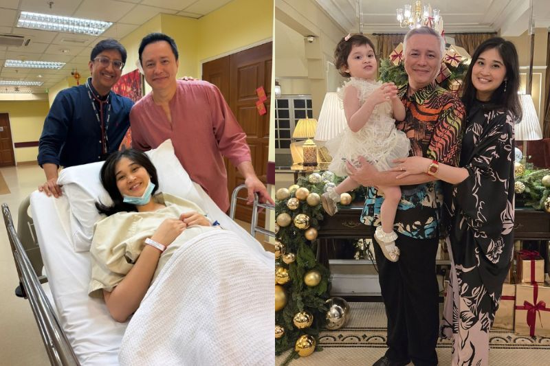 Eizlan (dua dari kiri) bersama isteri sebelum melahirkan anak kedua.