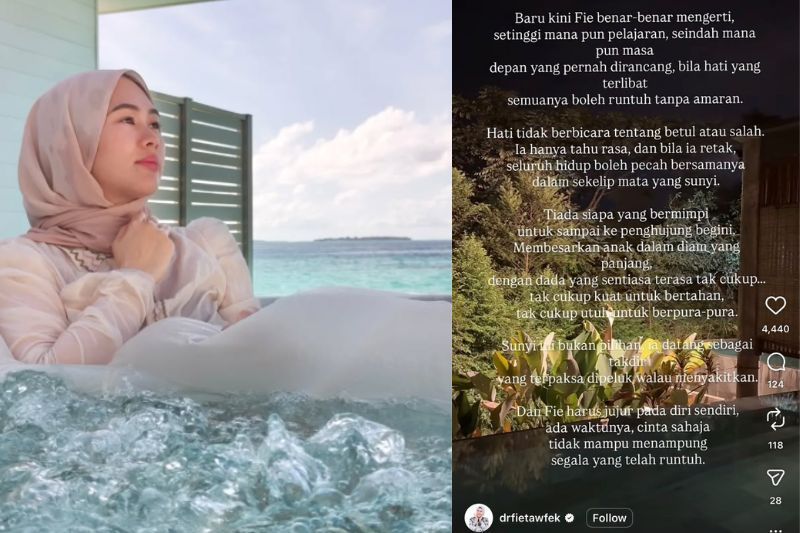 Luahan hati Dr Afifah yang dikongsi di Instagram miliknya.