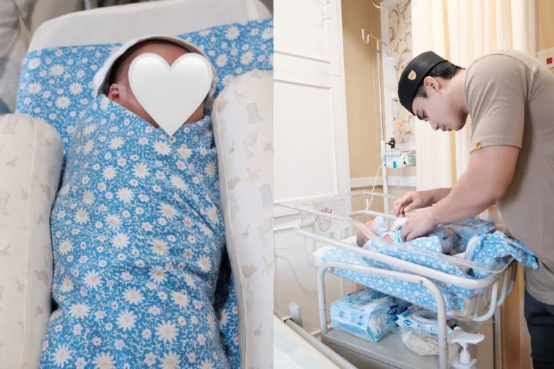 Atiq (kanan) berkongsi berita gembira tentang kelahiran bayi pertamanya di Instagram.