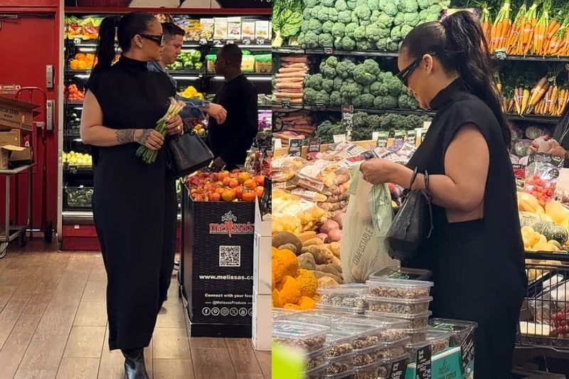 Rihanna dilihat membeli barangan runcit sendiri di pasar raya.