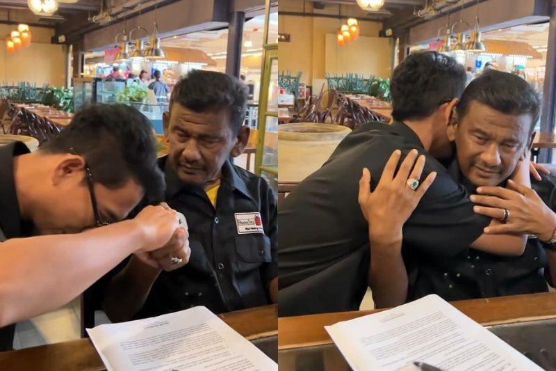 Ajak (kiri) sebelum ini menyerahkan dua cawangan restoran kepada Ebby.