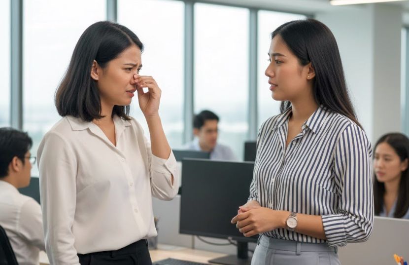 Nafas berbau mengurangkan keyakinan seseorang untuk berkomunikasi dengan rakan sekerja. -Gambar hiasan AI