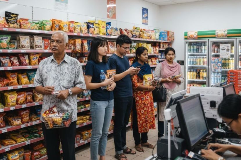 Sesiapa sahaja tanpa mengira usia perlu beratur semasa membuat pembayaran. -Gambar hiasan AI