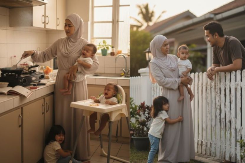 Suami tidak boleh lepas tanggungjawab membesarkan anak-anak kepada isteri. -Gambar hiasan AI