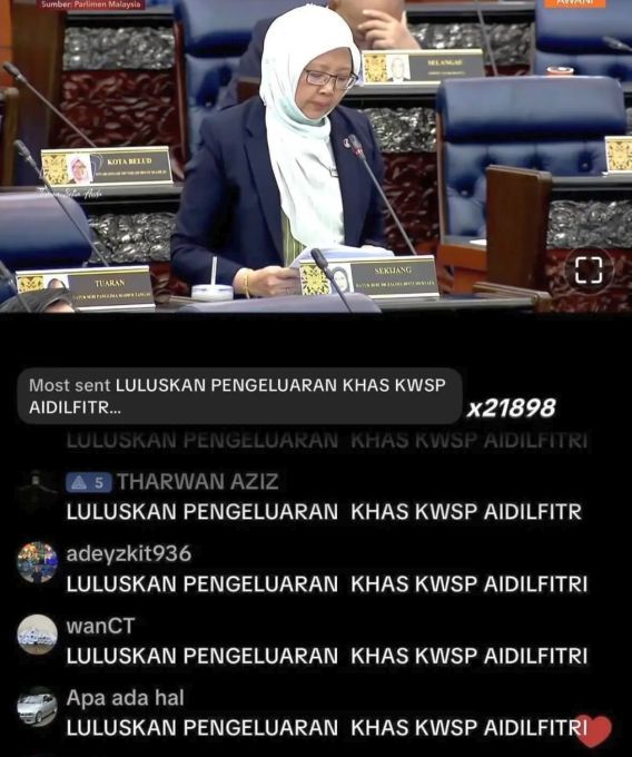 Komen warga maya pada sesi siaran Parlimen Malaysia, 2 Mac lalu.