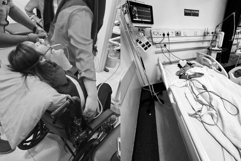 Ezzanie menerima rawatan di hospital selepas mengalami kemalangan.