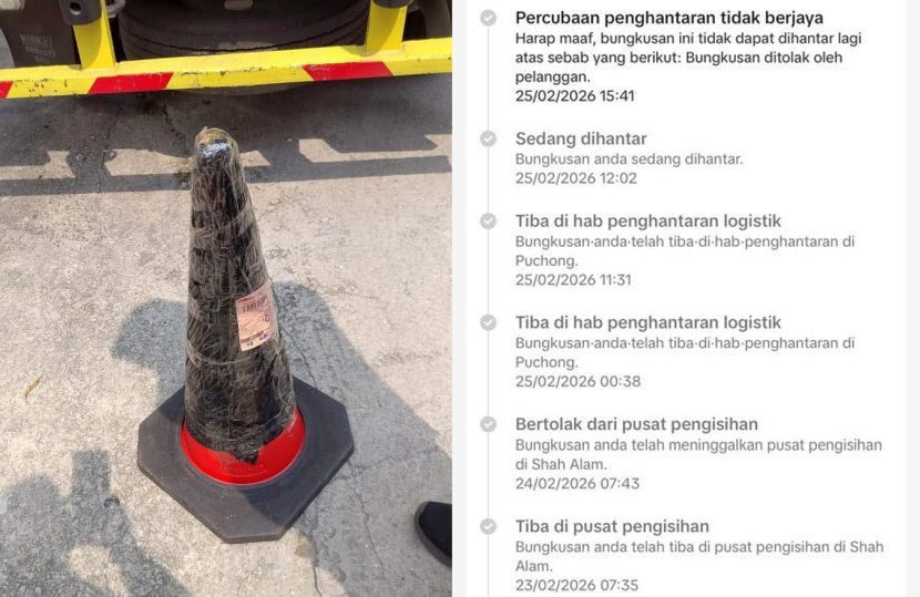 Notifikasi menyatakan pelanggan enggan menerima barang yang ditempah.