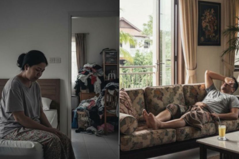 Tidur berasingan meninggalkan beban kepada wanita yang mempunyai anak kecil setiap kali balik ke kampung. -Gambar hiasan AI