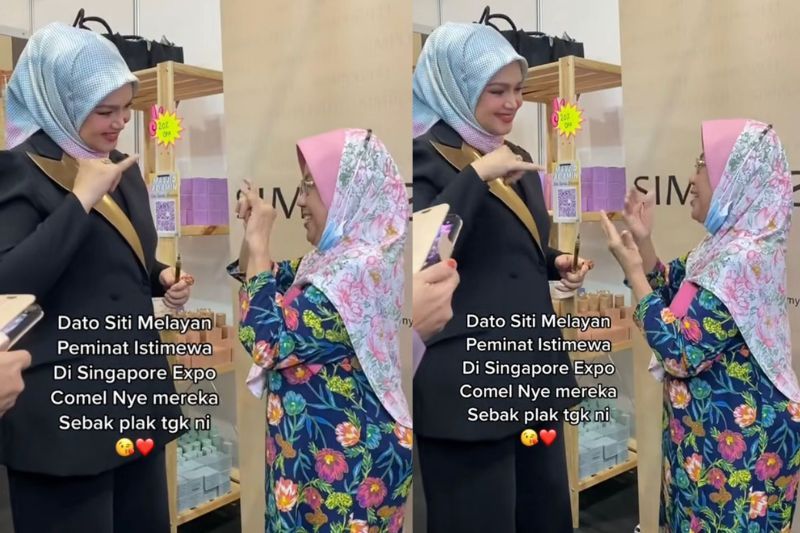 Siti menerima pujian kerana menyantuni peminat OKU (kanan).
