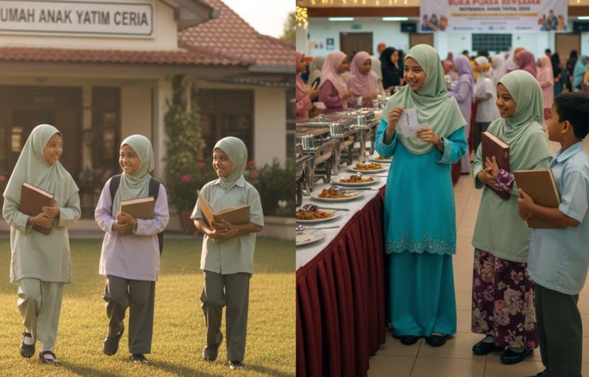Anak yatim gembira apabila mereka turut serta dalam apa saja majlis keraian. -Gambar hiasan AI
