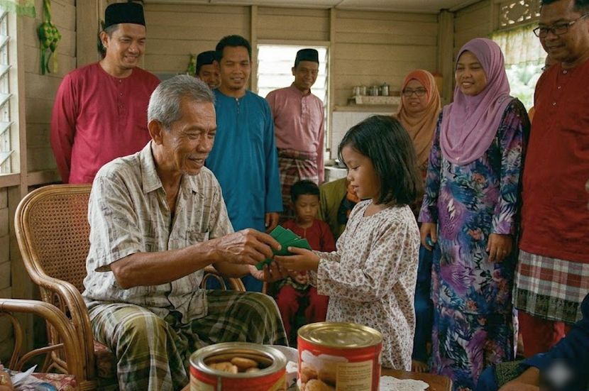 Pemberian duit raya semasa Aidilfitri telah menjadi amalan masyarakat. -Gambar hiasan AI