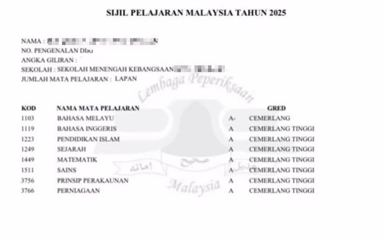 Perkongsian ibu pelajar itu di aplikasi Thread dihujani dengan ucapan tahniah daripada netizen.