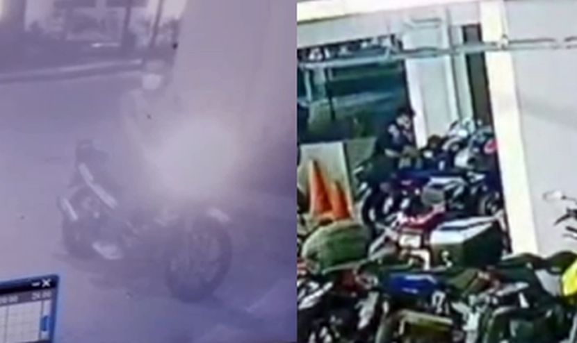 Individu terbabit dirakam menggunakan laluan kereta dan tidak memakai topi keledar.