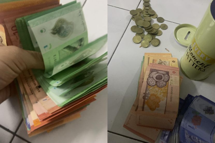 Anaknya menyerahkan tabung untuk dia gunakan.