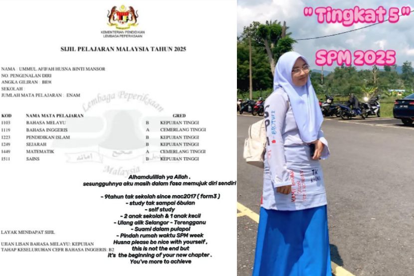 Ummul Afifah Husna berkongsi keputusan SPM 2025 yang diraihnya di media sosial -Gambar TikTok