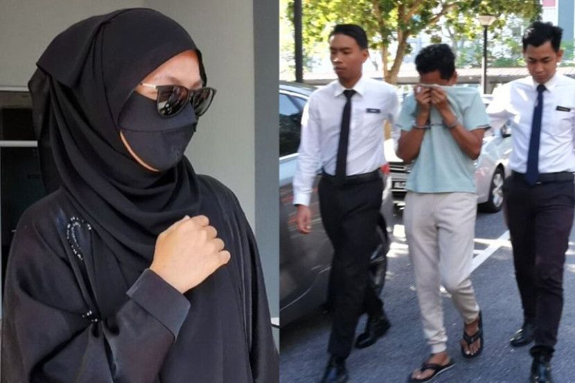 Suami Azar (dua dari kanan) memohon untuk dikurangkan wang jaminan.