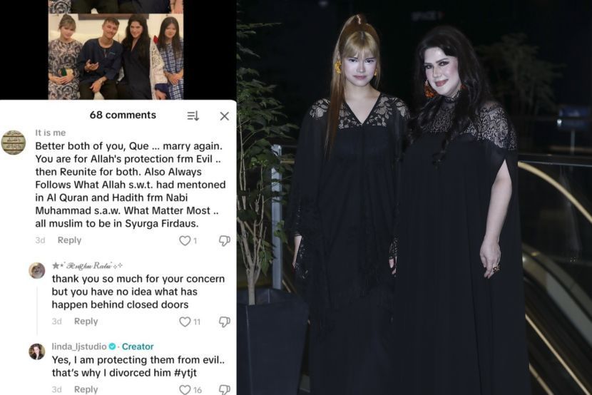 Komen yang ditinggalkan Linda (kanan) di TikTok mengundang perhatian ramai.