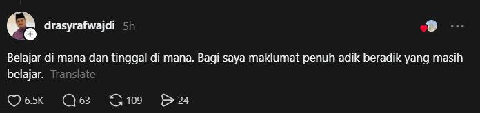 Komen balas yang ditinggalkan Dr Asyraf Wajdi pada hantaran gadis terbabit.