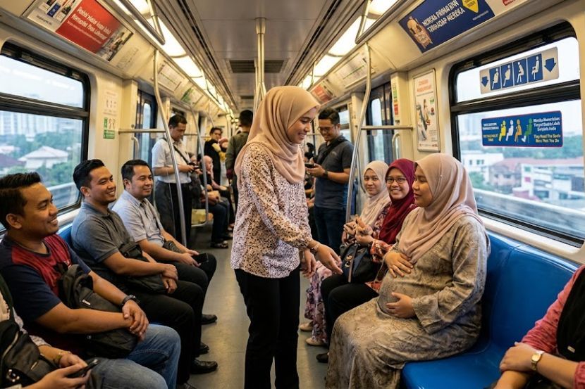 Tak semua orang ramai cakna dengan hak wanita hamil. -Gambar hiasan AI