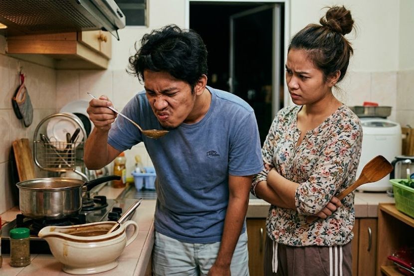 Suami disaran tidak terlalu mengkritik masakan isteri. -Gambar hiasan AI