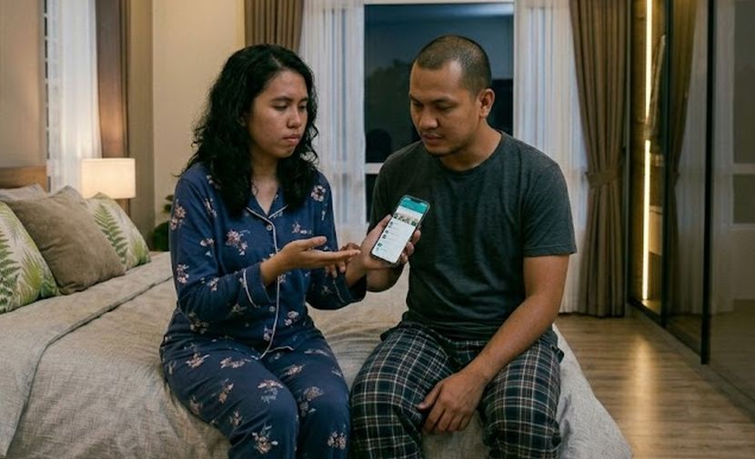 Suami isteri perlu sentiasa berbincang tentang hal ehwal keluarga. -Gambar hiasan AI