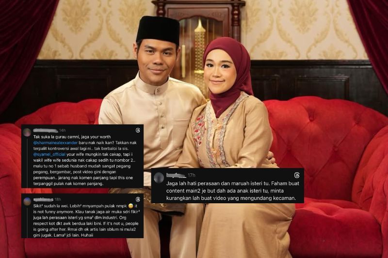 Netizen mohon agar Syamel (kiri) menjaga hati isteri.
