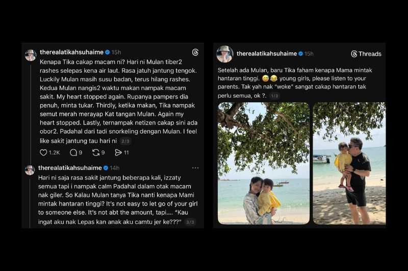 Perkongsian Atikah yang dimuat naik di Threads miliknya.