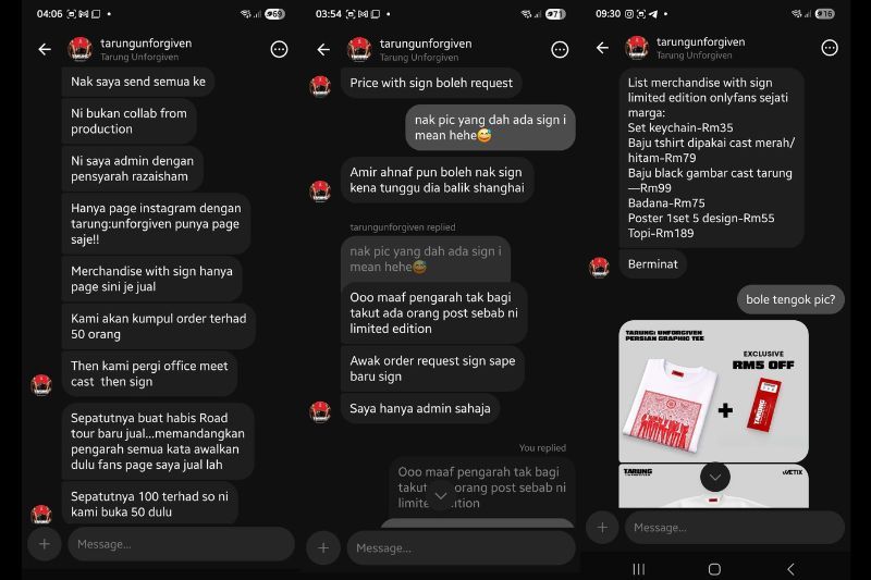 Mesej scammer yang dikongsi oleh Razaisyam.