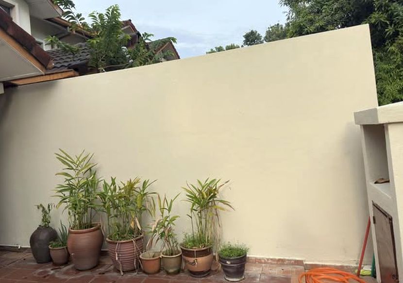 Tembok tinggi yang dibinanya selepas mendapati jiran gemar mengintai. 
