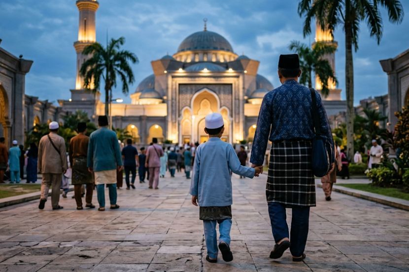 Bapa bertanggungjawab dalam mendidik anak menunaikan kewajipan solat. -Gambar hiasan AI