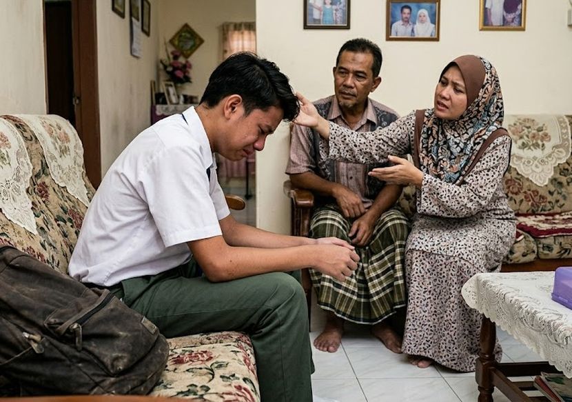 Ibu bapa pasti berasa bimbang apabila melihat anak menangis selepas pulang dari sekolah. -Gambar hiasan AI