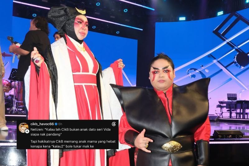 Cik B (kanan) berkongsi luahan di Threads miliknya.