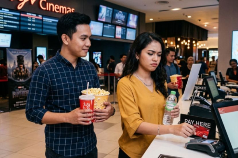 Menonton wayang merupakan antara aktiviti yang digemari rakyat Malaysia. -Gambar hiasan AI