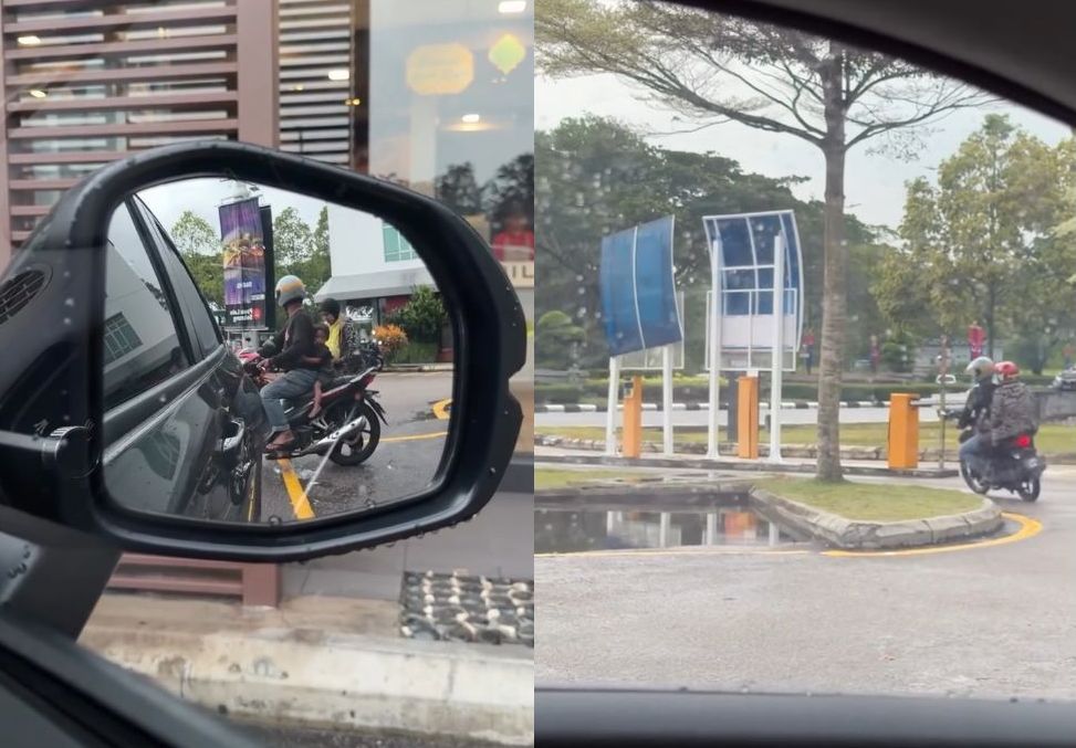 Video kedua berakhir dengan wanita itu dilihat membonceng motosikal bersama suami dan anaknya.