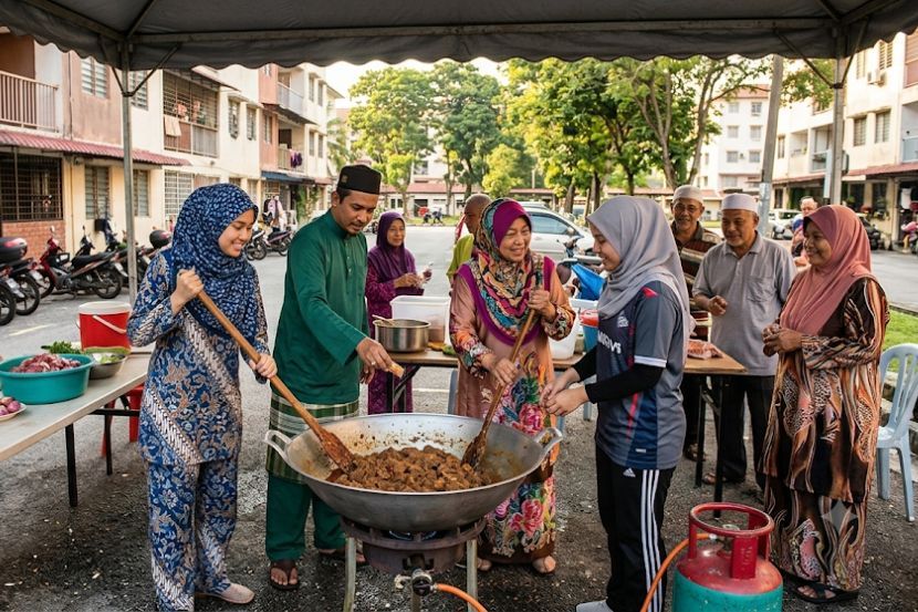 Gotong-royong mengeratkan lagi silaturahim antara masyarakat. -Gambar hiasan AI
