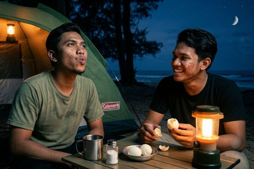 Bersiul, membawa telur rebus dan memakai baju warna hijau didakwa larangan bila berada di tepi pantai. -Gambar hiasan AI