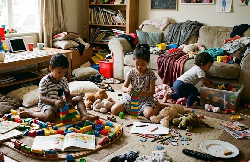 Rumah yang bersepah dengan mainan membuktikan anak-anak sedang meneroka. -Gambar hiasan AI