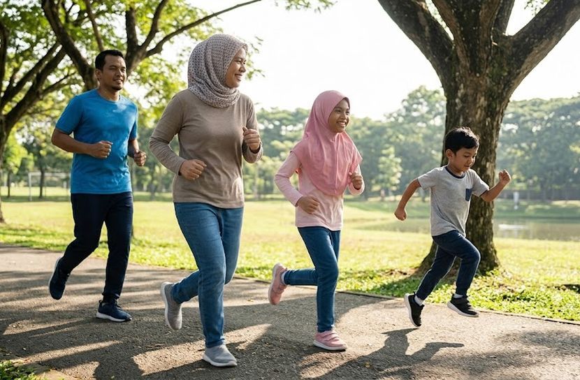 Aktiviti regangan di luar rumah membantu melancarkan sistem darah ke otak sekali gus merangsang minda anak-anak. -Gambar hiasan AI